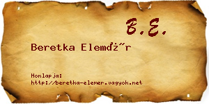 Beretka Elemér névjegykártya